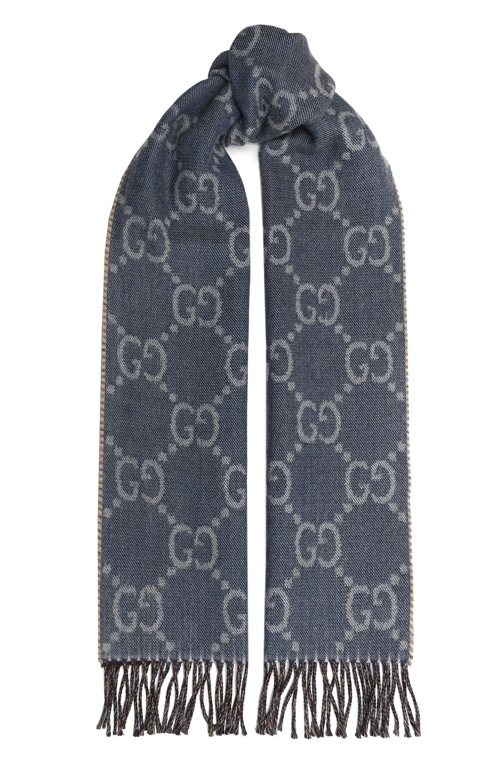 Шерстяной шарф GUCCI голубого цвета по цене 56160 руб., арт. 676610 3G200, фото 1 Шерстяной шарф GUCCI, арт. 676610 3G200, фото 1