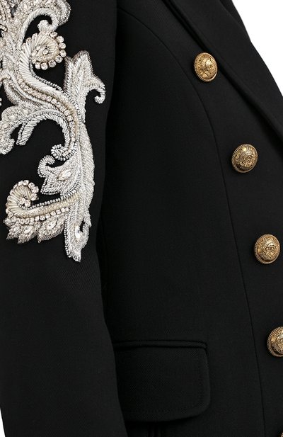 Шерстяное пальто BALMAIN черного цвета по цене 394000 руб., арт. UF19572/P050, фото 5 Шерстяное пальто BALMAIN, арт. UF19572/P050, фото 5