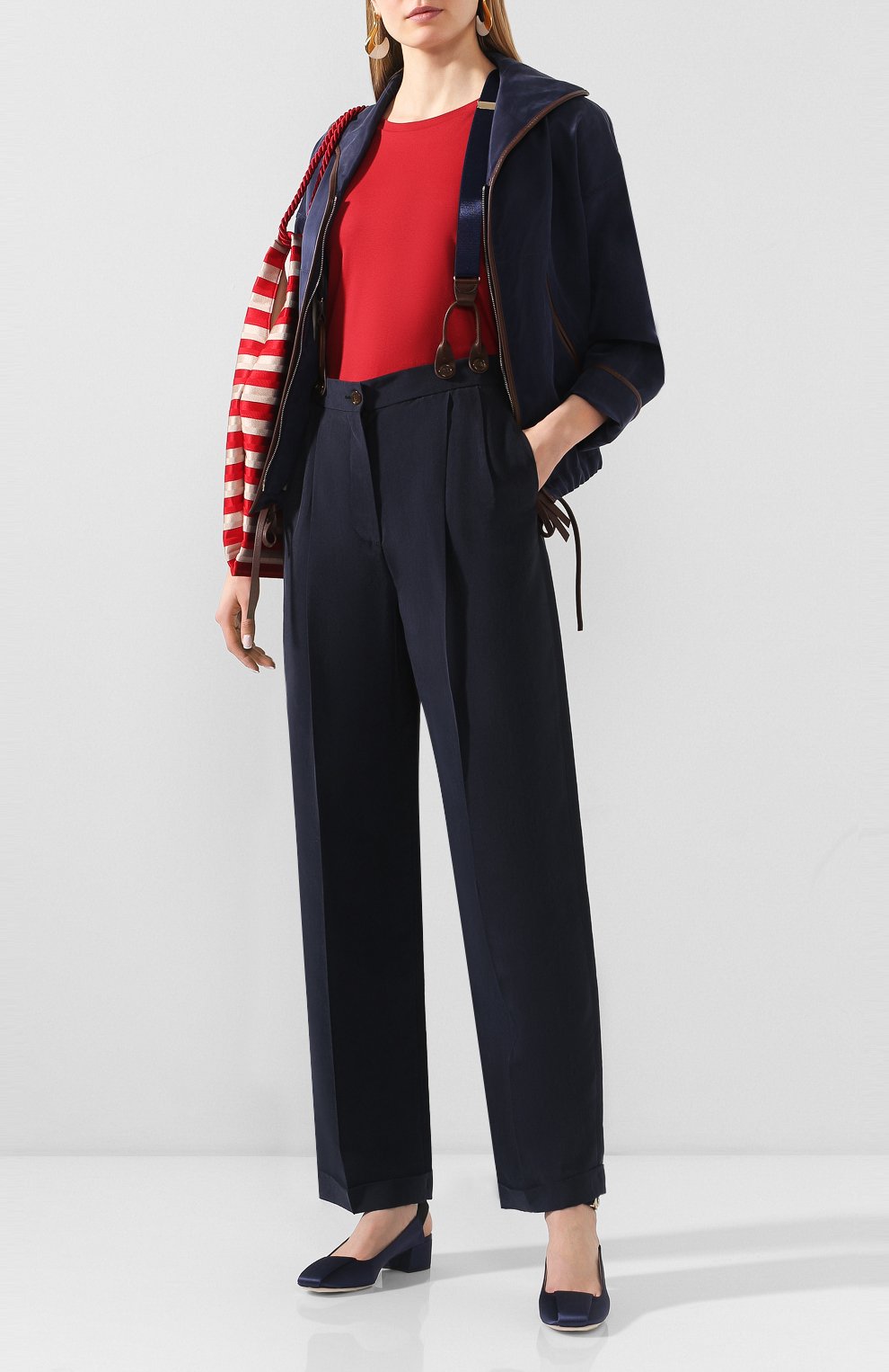 Шелковые брюки GIORGIO ARMANI темно-синего цвета по цене 221500 руб., арт. 0SHPP0AA/T01HI, фото 2 Шелковые брюки GIORGIO ARMANI, арт. 0SHPP0AA/T01HI, фото 2
