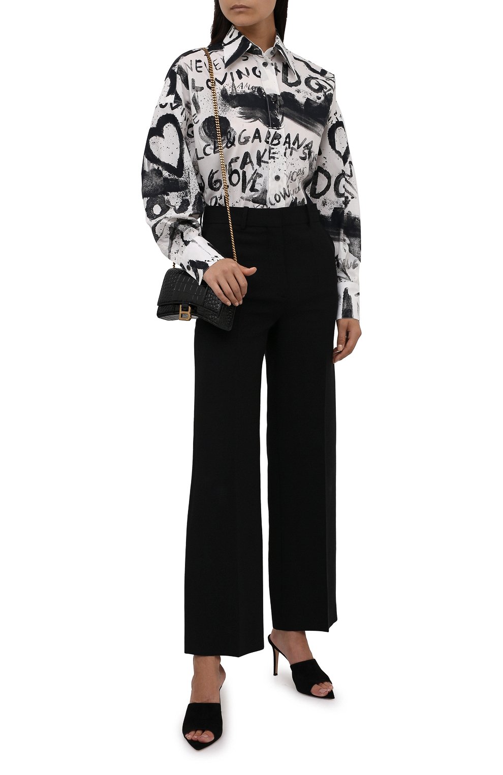 Хлопковая рубашка DOLCE & GABBANA черно-белого цвета по цене 120500 руб., арт. F5N84T/HS5K4, фото 2 Хлопковая рубашка DOLCE & GABBANA, арт. F5N84T/HS5K4, фото 2