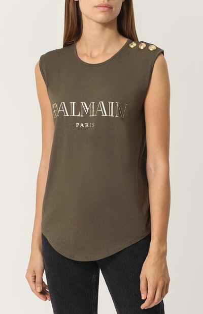 Хлопковый топ с логотипом бренда BALMAIN, арт. 158010/326I, фото 3
