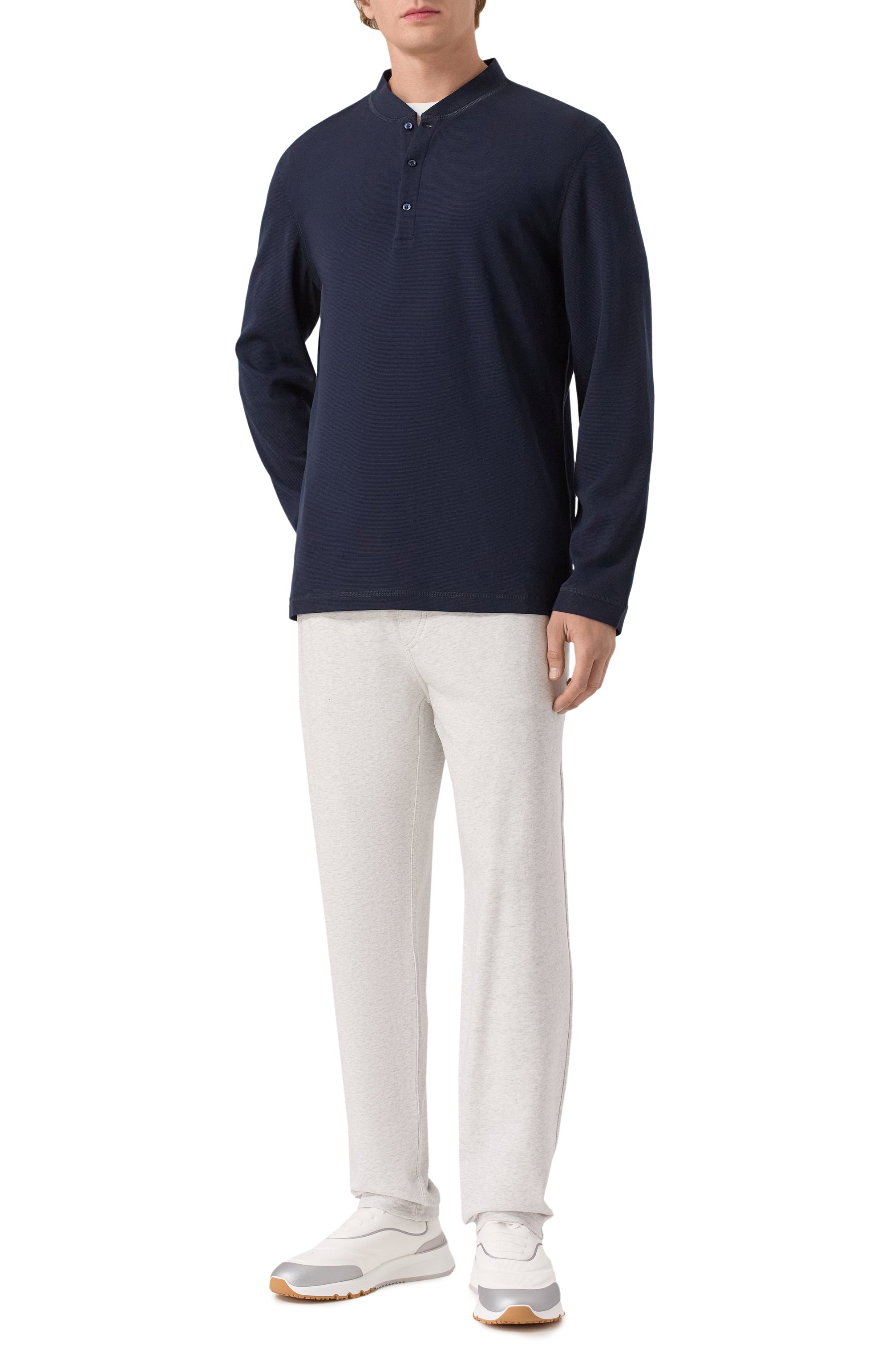 Лонгслив-хенли из хлопка и шелка BRUNELLO CUCINELLI, арт. MW8661365, фото 2