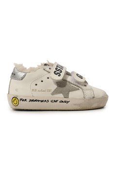 Детские кожаные кеды superstar GOLDEN GOOSE DELUXE BRAND белого цвета, арт. GJF00111.F002827 | Фото 5 (Материал утеплителя: Натуральный мех; Девочки Кросс-КТ: Обувь-низкие; Материал внутренний: Натуральная кожа; Материал сплава: Проставлено; Нос: Не проставлено)