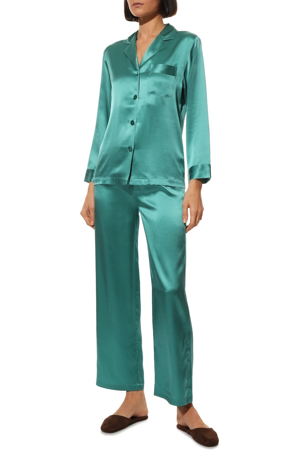 Шелковая пижама LUNA DI SETA бирюзового цвета по цене 60010 руб., арт. VLST08007, фото 2 Шелковая пижама LUNA DI SETA, арт. VLST08007, фото 2