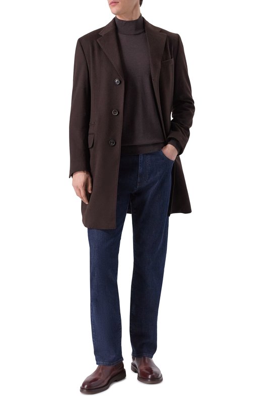 Шерстяное пальто Corneliani 261508-2612321 Коричневый  261508-2612321 Фото 2