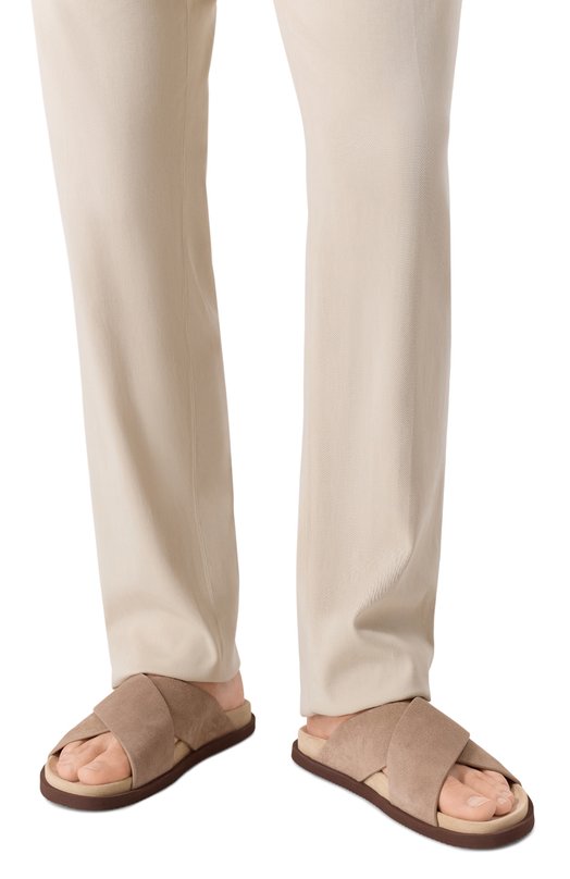 Замшевые шлепанцы Brunello Cucinelli MZUS0LY327 Бежевый  MZUS0LY327 Фото 3