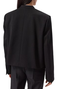 Женский шерстяной жакет JIL SANDER черного цвета, арт. J01BN0131-J40021 | Фото 4 (Материал внешний: Шерсть; Драгоценные камни: Проставлено; Материал сплава: Проставлено; Рукава: Длинные; Длина (для топов): Стандартные; Стили: Кэжуэл; Кросс-КТ: костюм; 1-2-бортные: Однобортные; Женское Кросс-КТ: Жакет-одежда)