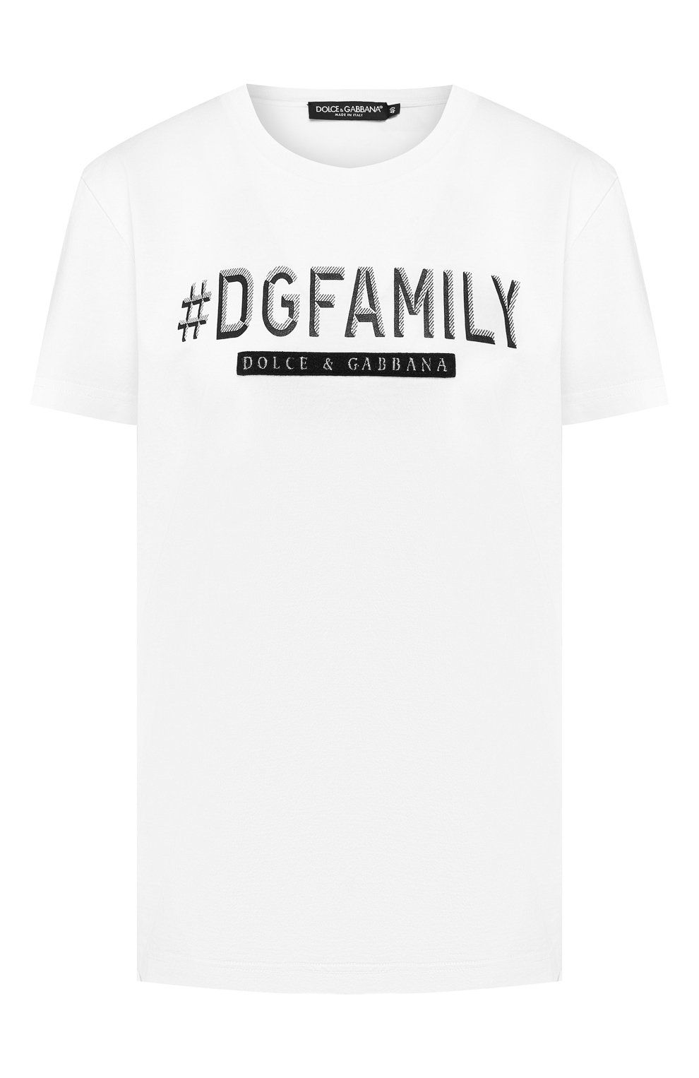 Хлопковая футболка DOLCE & GABBANA белого цвета по цене 58950 руб., арт. F8L61Z/G7TYN, фото 1 Хлопковая футболка DOLCE & GABBANA, арт. F8L61Z/G7TYN, фото 1