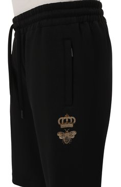 Мужские хлопковые шорты DOLCE & GABBANA черного цв�ета, арт. GVF8AZ/HU7H9 | Фото 5 (Материал внешний: Хлопок, Синтетический материал; Длина Шорты М: Ниже колена; Случай: Повседневный; Принт: Без принта; Стили: Спорт-шик)