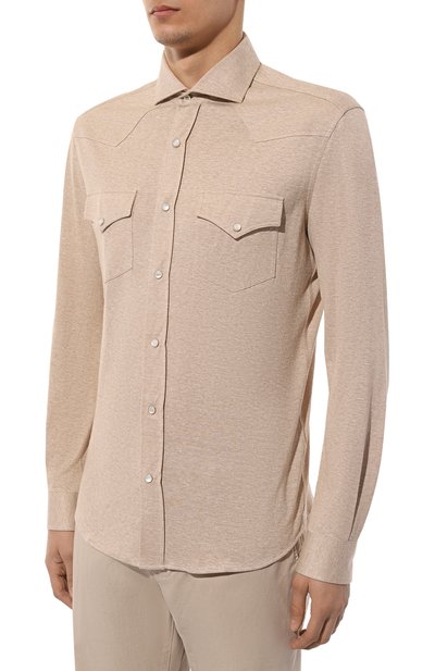 Рубашка изо льна и хлопка BRUNELLO CUCINELLI, арт. MW835B2289, фото 3
