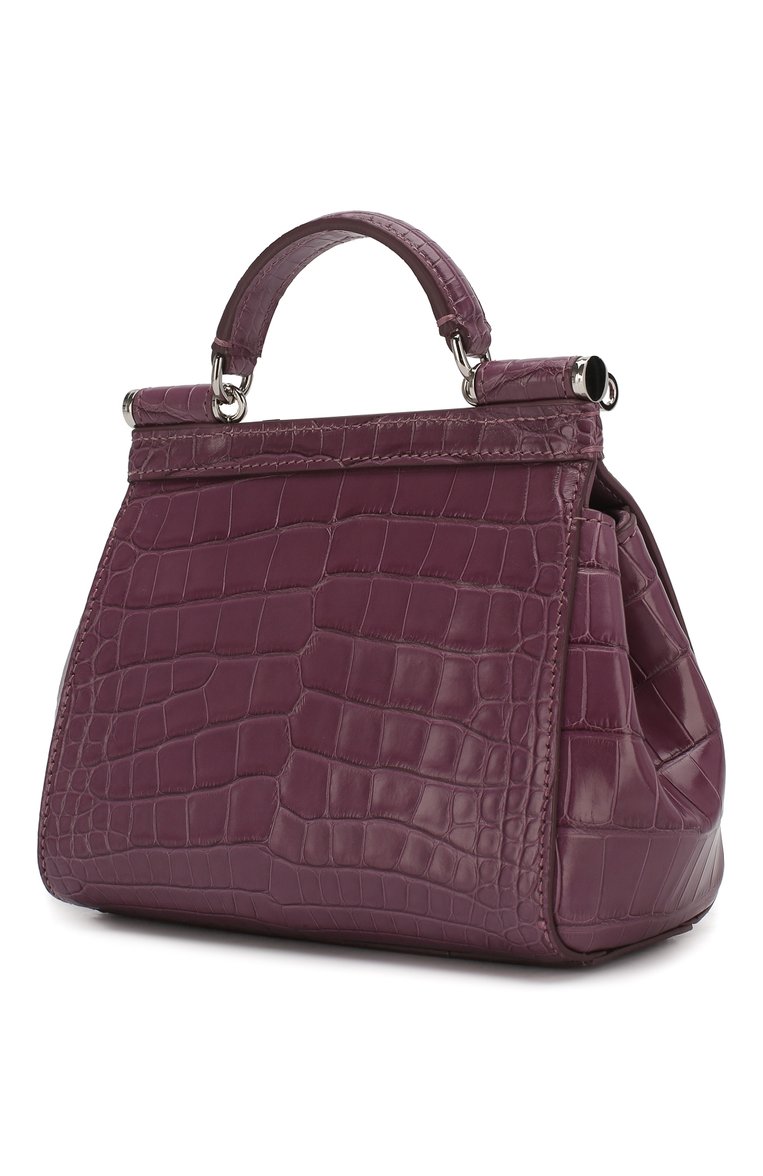 Женская сумка sicily micro из кожи аллигатора DOLCE & GABBANA фиолетового цвета, арт. BB6271/B2DH2/AMIS | Фото 3 (Размер: mini; Ремень/цепочка: На ремешке; Сумки-технические: Сумки через плечо, Сумки top-handle; Материал: Экзотическая кожа)
