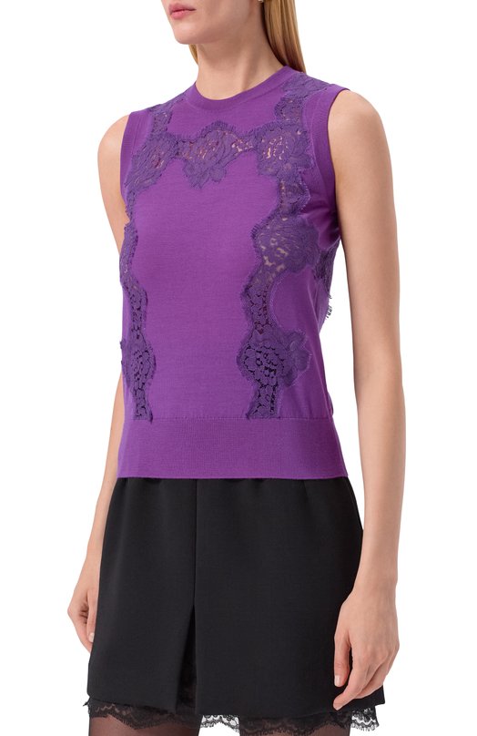 Топ из шерсти и хлопка Dolce & Gabbana FXT02T/JDVCS Фиолетовый  FXT02T/JDVCS Фото 3