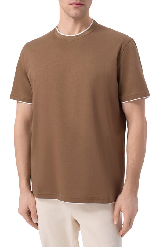 Хлопковая футболка Kiton UMK0970 Коричневый  UMK0970 Фото 3