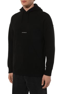 Мужской хлопковое худи GIVENCHY черного цвета, арт. BMJ0HC3Y9Z | Фото 3 (Длина (для топов): Стандартные; Рукава: Длинные; Материал внешний: Хлопок; Принт: Без принта; Мужское Кросс-КТ: Худи-одежда; Стили: Кэжуэл)