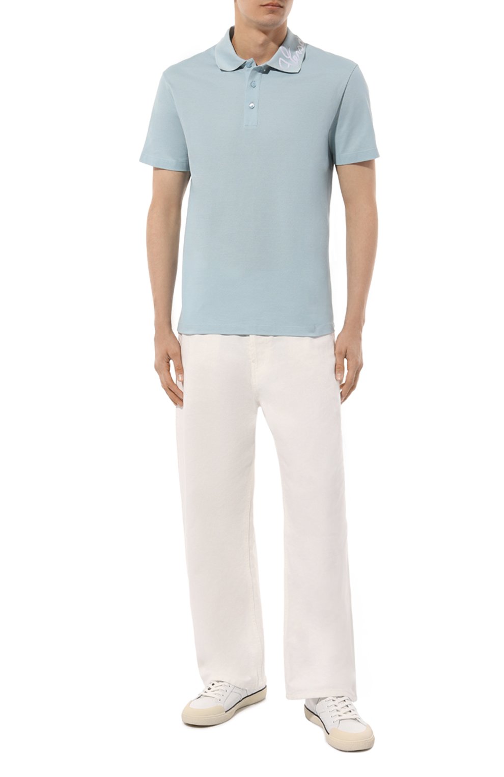 Хлопковое поло VERSACE бирюзового цвета по цене 69500 руб., арт. 1013906/1A09798, фото 2 Хлопковое поло VERSACE, арт. 1013906/1A09798, фото 2