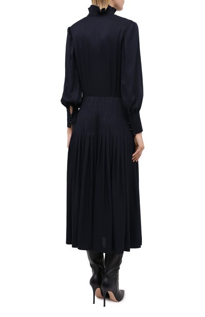 Шелковое платье SAINT LAURENT темно-синего цвета по цене 313000 руб., арт. 632448/Y3B08, фото 4 Шелковое платье SAINT LAURENT, арт. 632448/Y3B08, фото 4