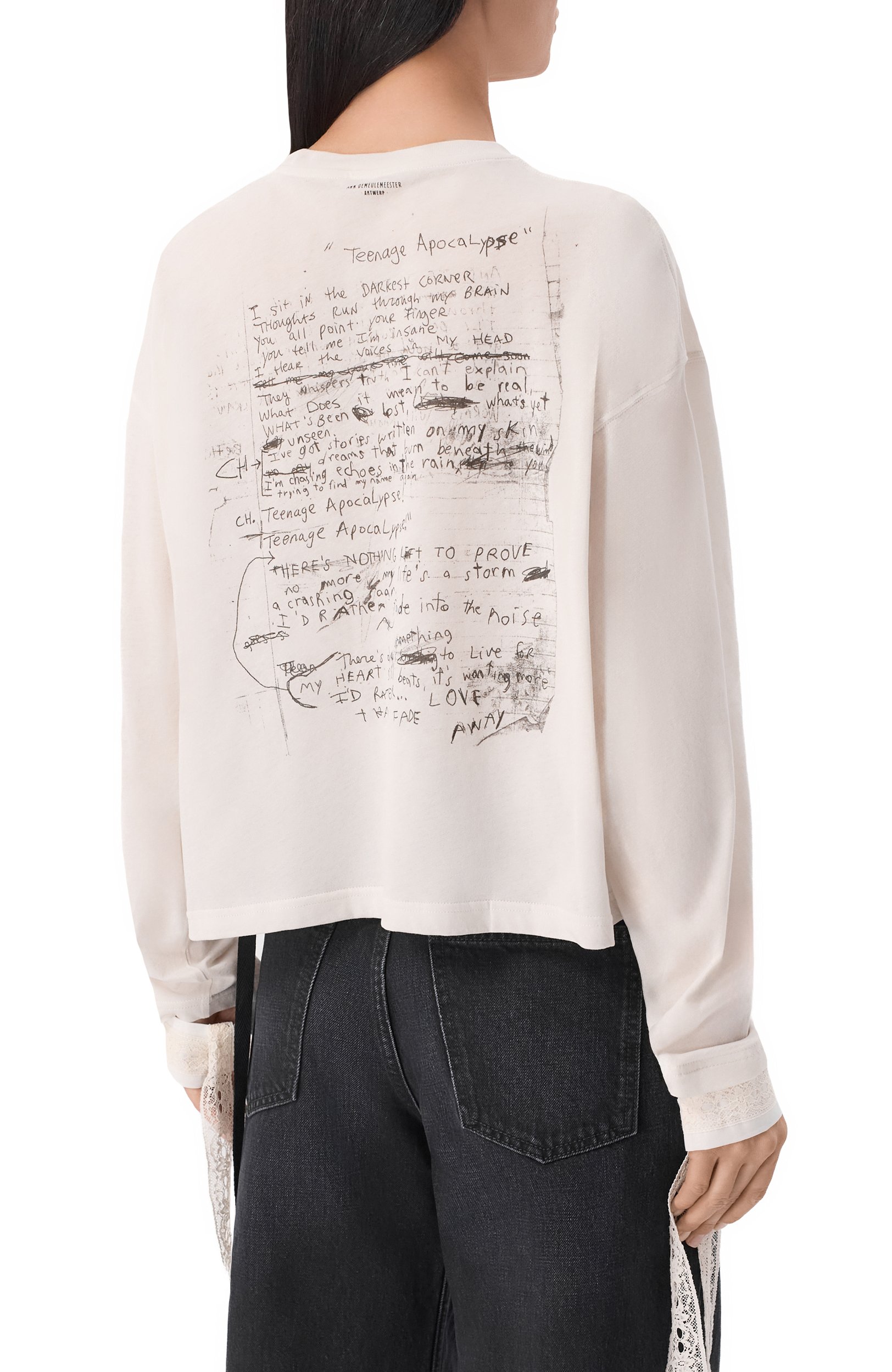 Хлопковый лонгслив ANN DEMEULEMEESTER, арт. B0014245/FA206, фото 4
