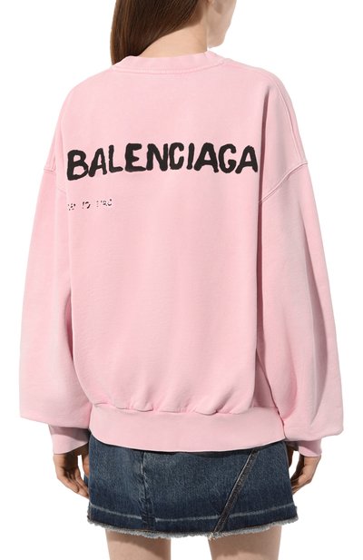 Хлопковый свитшот BALENCIAGA розового цвета по цене 138000 руб., арт. 697869/T0V06, фото 4 Хлопковый свитшот BALENCIAGA, арт. 697869/T0V06, фото 4