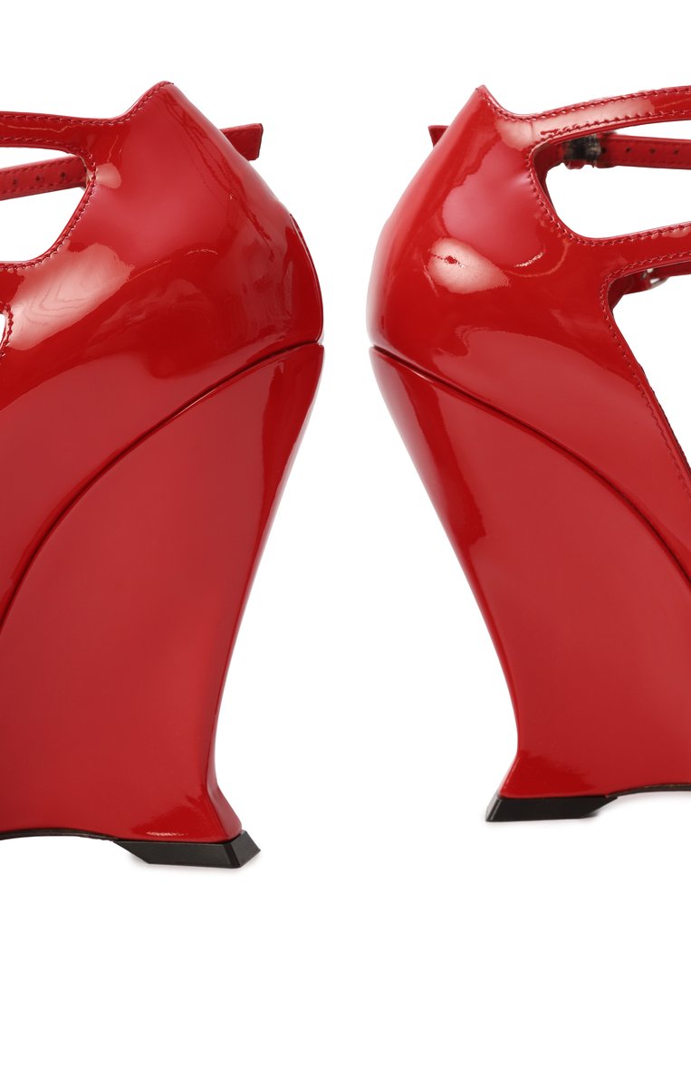 Женские лакированные туфли FERRAGAMO красного цвета, арт. 01G554/766360 | Фото 7 (Материал внутренний: Натуральная кожа; Подошва: Плоская; Материал внешний: Натуральная кожа; Каблук высота: Высокий; Каблук тип: Танкетка)
