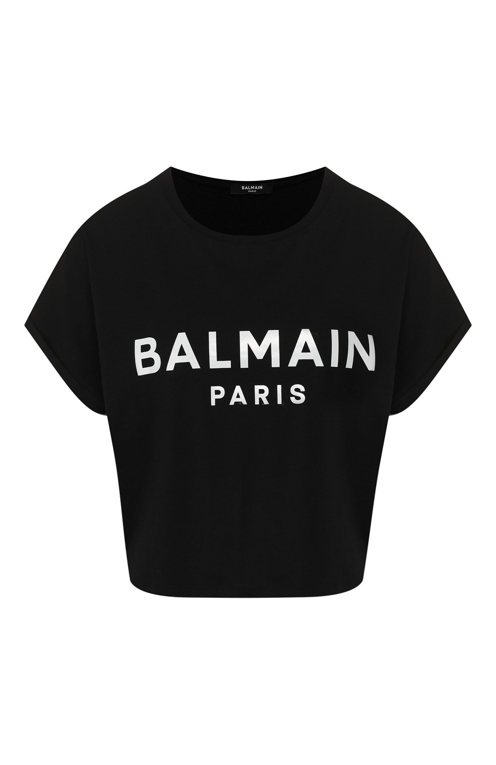 Хлопковая футболка BALMAIN черно-белого цвета по цене 23300 руб., арт. TF01357/I416, фото 1 Хлопковая футболка BALMAIN, арт. TF01357/I416, фото 1