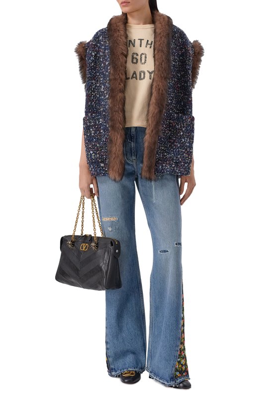 Жилет с отделкой из ягненка Valentino 8B3CF0T0/9WT Синий  8B3CF0T0/9WT Фото 2