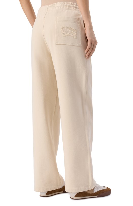 Хлопковые брюки Burberry 8105336 Кремовый  8105336 Фото 4