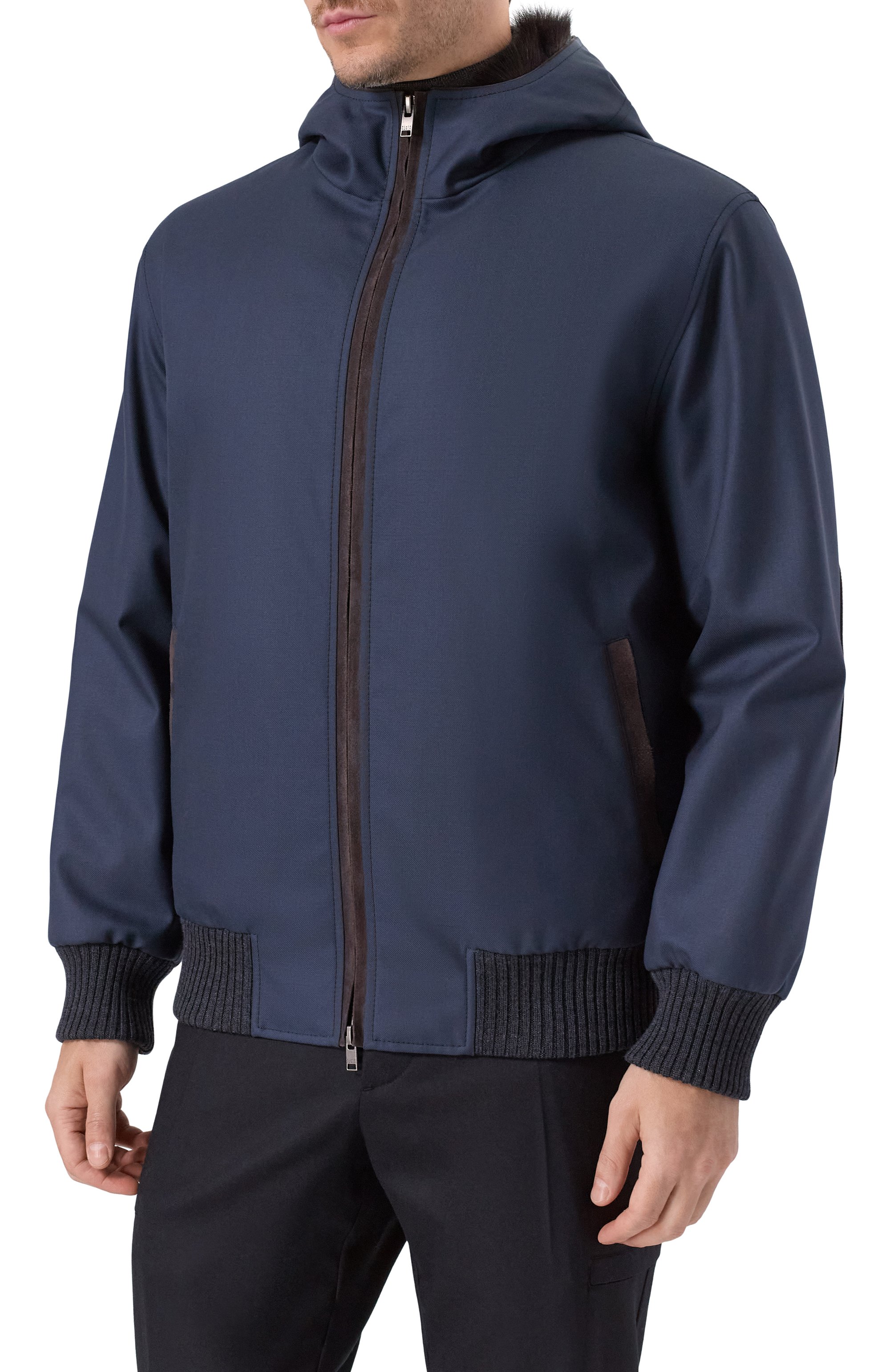 Бомбер с подкладкой из соболя BLACK SABLE темно-синего цвета по цене 2404000 руб., арт. BS-MWHB-EB, фото 3 Бомбер с подкладкой из соболя BLACK SABLE, арт. BS-MWHB-EB, фото 3