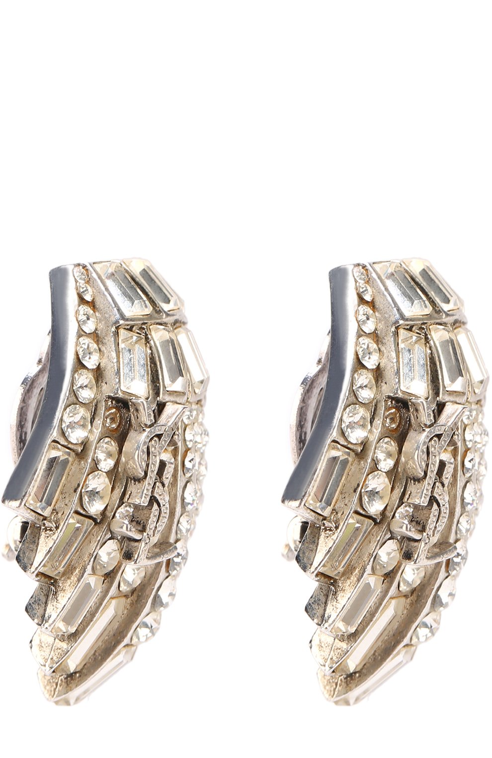 Серьги-клипсы с отделкой из кристаллов и логотипом бренда SAINT LAURENT, арт. 486060/Y0623, фото 2