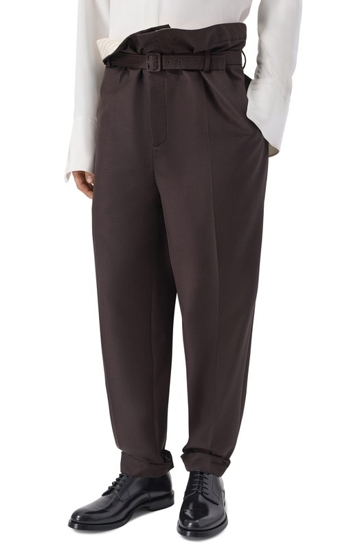 Шерстяные брюки Saint Laurent 857058/Y1N02 Коричневый  857058/Y1N02 Фото 3