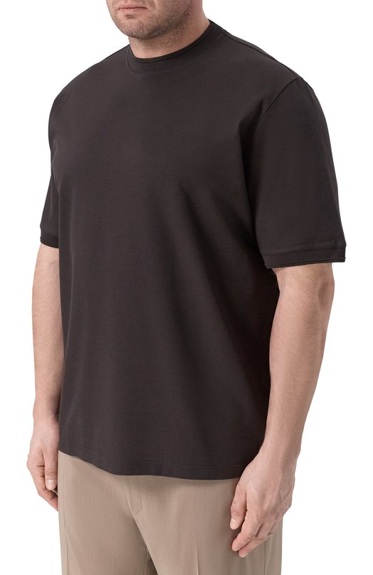 Хлопковая футболка Canali T0931/MJ02439_001 Коричневый  T0931/MJ02439_001 Фото 3