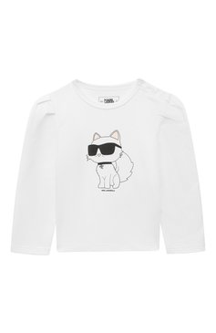 Детская комплект из лонгслива и брюк KARL LAGERFELD KIDS черно-белого цвета, арт. Z30280 | Фото 2 (Материал внешний: Хлопок; Материал сплава: Проставлено; Драгоценные камни: Проставлено; Рукава: Длинные; Девочки Кросс-КТ: Костюмы-спорт; Ростовка одежда: 24 мес | 92 см)