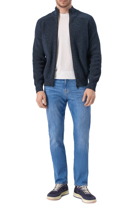 Мужские джинсы 7 FOR ALL MANKIND синего цвета, арт. 7T121R51 | Фото 2 (Длина (брюки, джинсы): Стандартные; Материал сплава: Проставлено; Драгоценные камни: Проставлено; Материал внешний: Хлопок)