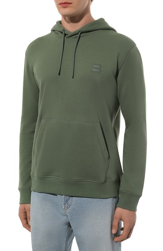 Хлопковое худи BOSS Orange Зелёный, фото 3