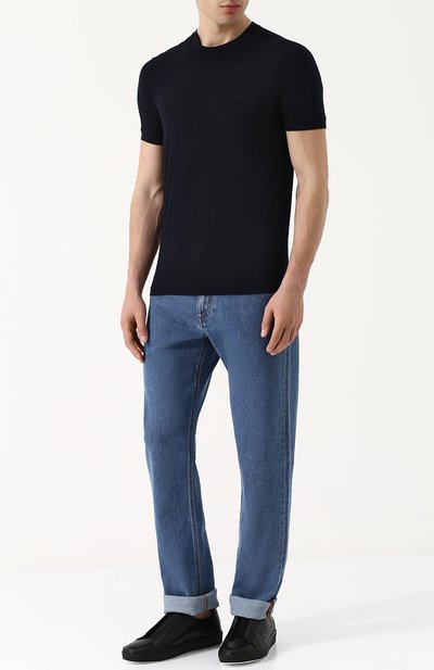 Кожаные кеды без шнуровки с эластичной вставкой GIORGIO ARMANI, арт. X2X075/XF240, фото 2