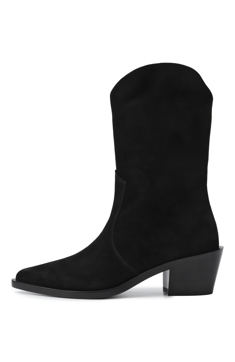 Женские замшевые казаки waylon 45 GIANVITO ROSSI черного цвета, арт. G72999.45CU0.CASNER0 | Фото 4 (Материал внутренний: Натуральная кожа; Подошва: Плоская; Автоматизация состава: Проставлено; Каблук высота: Средний; Материал внешний: Натуральная кожа, Замша; Автоматизация ТО: Проставлено; Материал утеплителя: Без утеплителя; Женское Кросс-КТ: Казаки-сапоги; Каблук тип: Устойчивый)