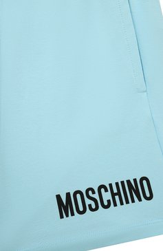 Детские хлопковые шорты MOSCHINO голубого цвета, арт. HQQ002/LBA10/8 | Фото 3 (Материал внешний: Хлопок; Случай: Повседневный; Нос: Не проставлено; Материал сплава: Проставлено)