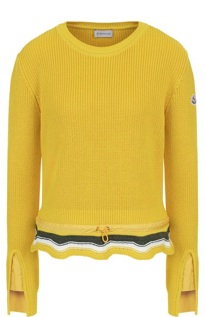 Женский хлопковый пуловер с оборкой и круглым вырезом MONCLER, арт. D1-093-90823-00-91S0C