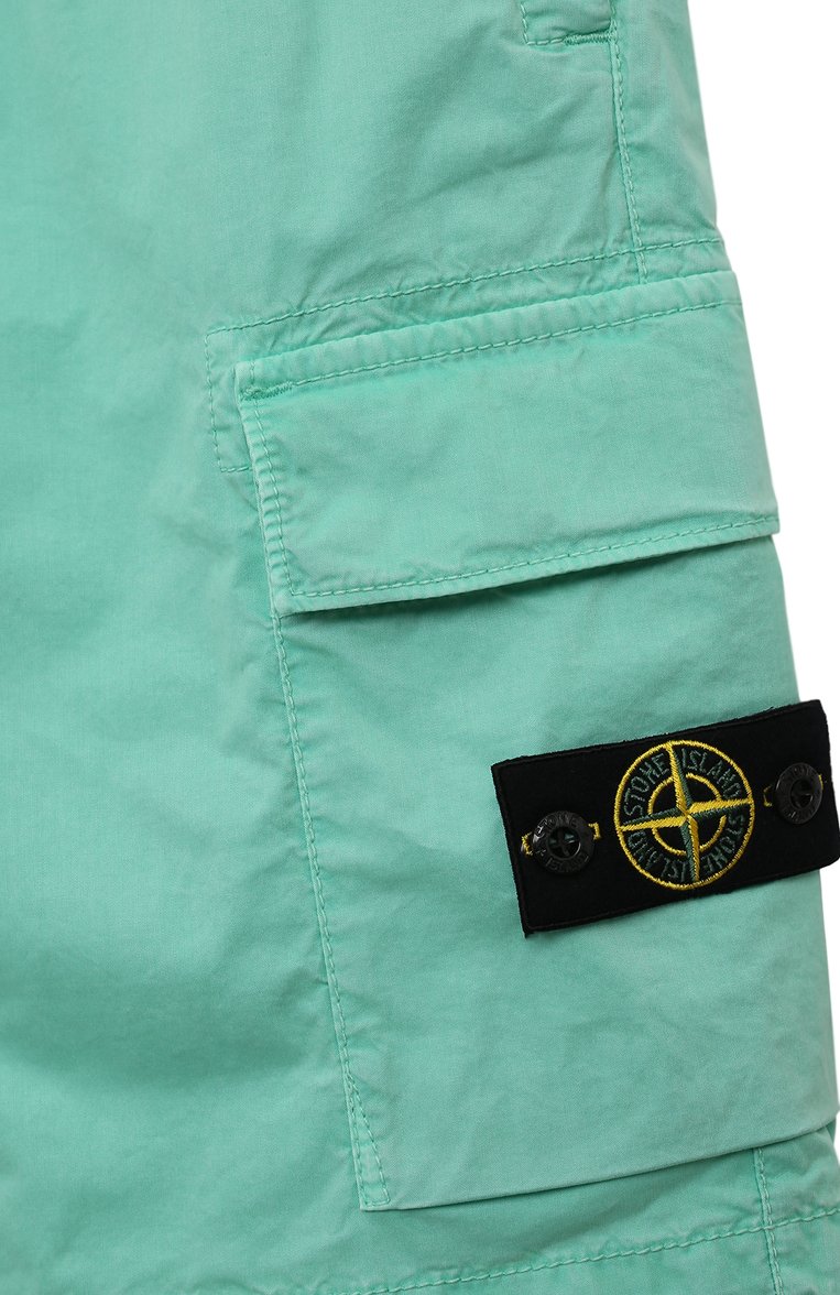 Детские хлопковые шорты-карго STONE ISLAND бирюзового цвета, арт. 8016L0210/14-16 | Фото 3 (Материал сплава: Проставлено; Материал внешний: Хлопок; Нос: Не проставлено; Случай: Повседневный; Ростовка одежда: 16 лет | 164 см)