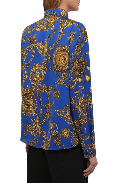 Рубашка из вискозы VERSACE JEANS COUTURE синего цвета по цене 27250 руб., арт. 71HAL201-71DP201 TWILL VI PRINT BAR0QUE/NS007, фото 4 Рубашка из вискозы VERSACE JEANS COUTURE, арт. 71HAL201-71DP201 TWILL VI PRINT BAR0QUE/NS007, фото 4