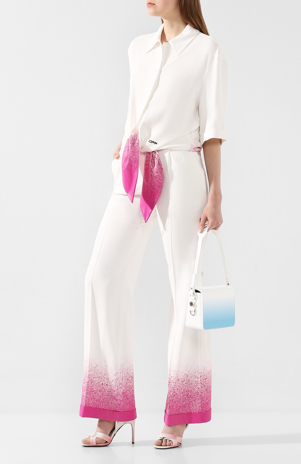 Брюки из вискозы OFF-WHITE белого цвета по цене 129500 руб., арт. 0WCA102R20H210960128, фото 2 Брюки из вискозы OFF-WHITE, арт. 0WCA102R20H210960128, фото 2