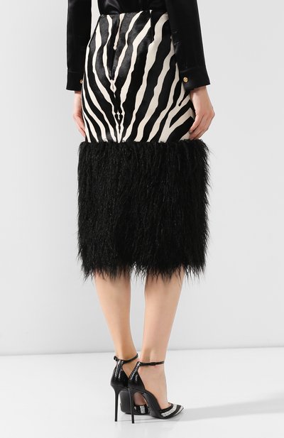Кожаная юбка SAINT LAURENT черно-белого цвета по цене 377000 руб., арт. 584937/Y7VU2, фото 4 Кожаная юбка SAINT LAURENT, арт. 584937/Y7VU2, фото 4