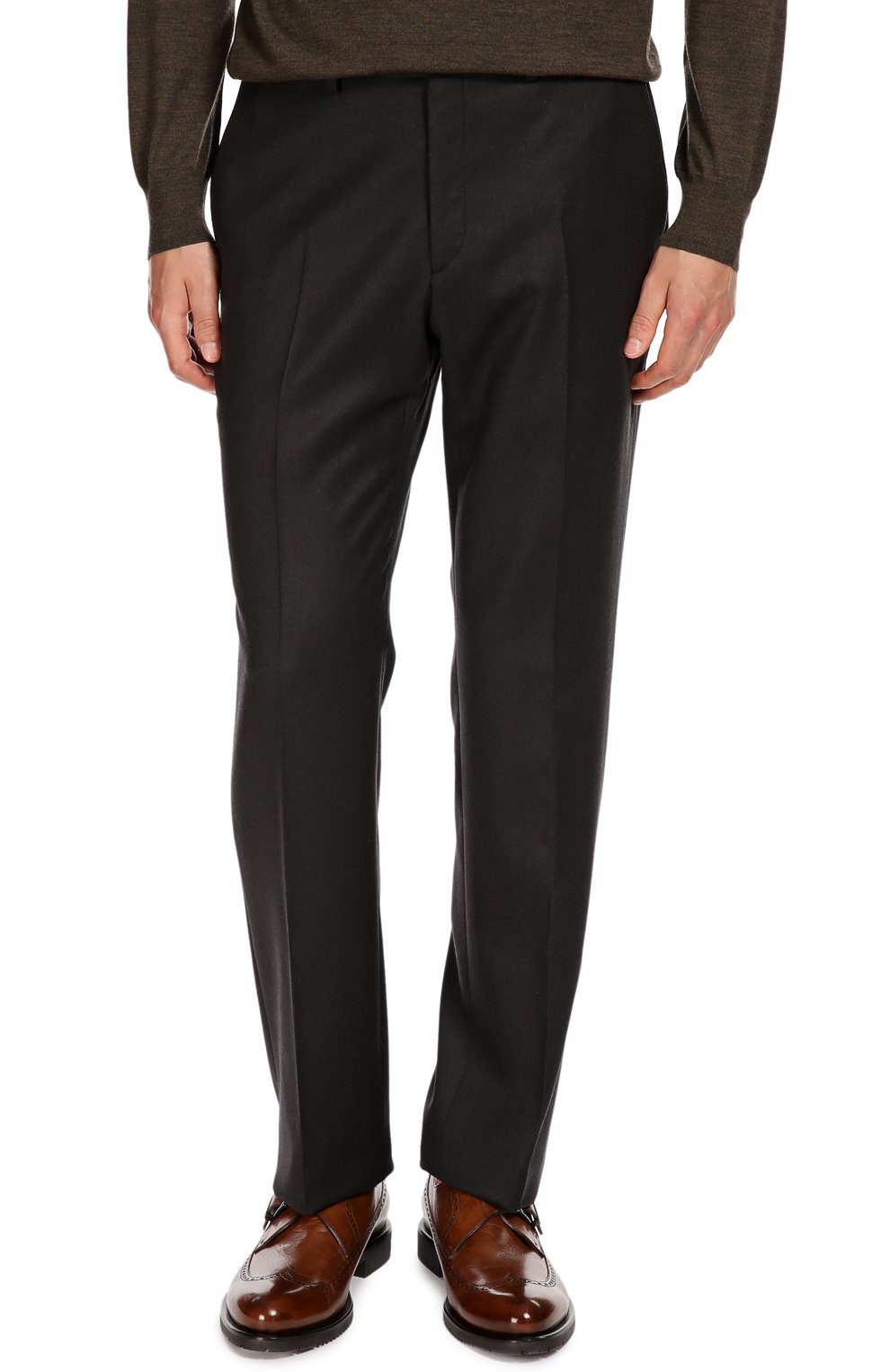 Классические шерстяные брюки с кожаной отделкой BRIONI, арт. RPL5/05A0A/P0RT0VENERE, фото 3