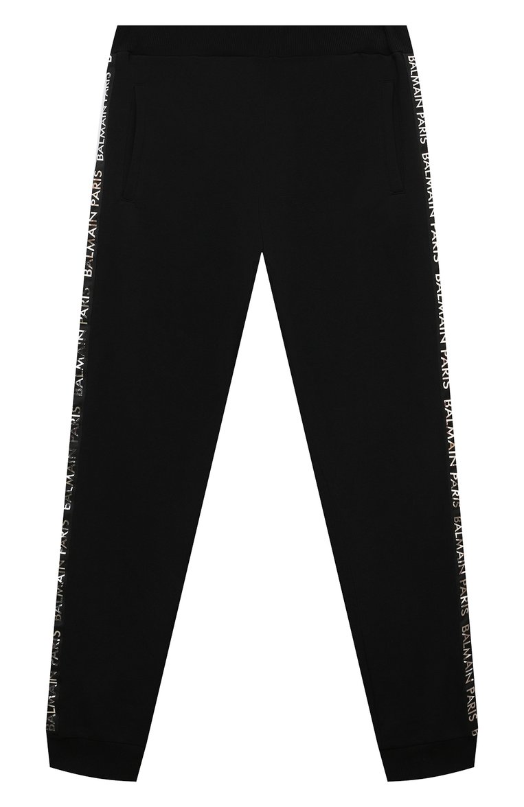 Детская хлопковый костюм BALMAIN черного цвета, арт. BU3P90 | Фото 4 (Материал внешний: Хлопок; Рукава: Длинные; Девочки Кросс-КТ: Костюмы-спорт)