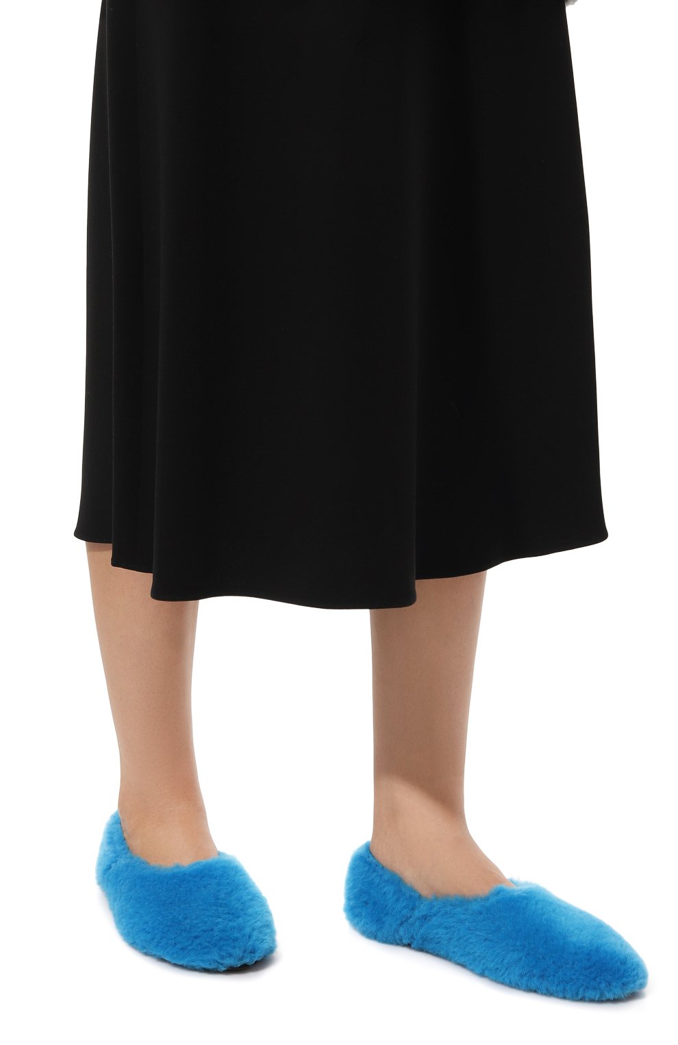 Меховые балетки JIL SANDER бирюзового цвета по цене 76500 руб., арт. J44WZ0004/P6059, фото 3 Меховые балетки JIL SANDER, арт. J44WZ0004/P6059, фото 3