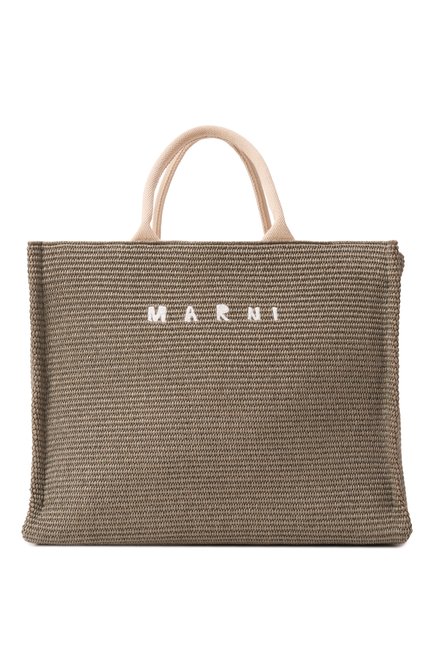 Женская сумка-тоут basket large MARNI хаки цвета, арт. SHMP0078U0/P3860 | Фото 1 (Материал: Текстиль; Материал сплава: Проставлено; Размер: large; Драгоценные камни: Проставлено)