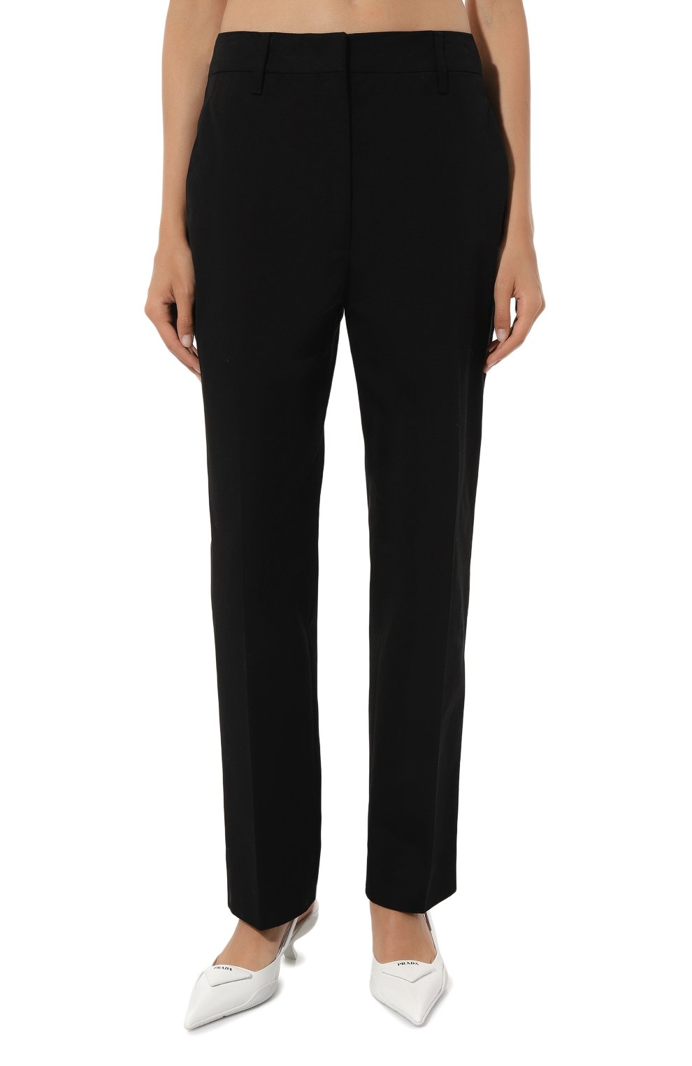 Хлопковые брюки PRADA черного цвета по цене 110000 руб., арт. P288D-1BMS-F0002-202, фото 3 Хлопковые брюки PRADA, арт. P288D-1BMS-F0002-202, фото 3