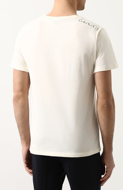 Хлопковая футболка с логотипом бренда GUCCI, арт. 493117/X3I85, фото 4