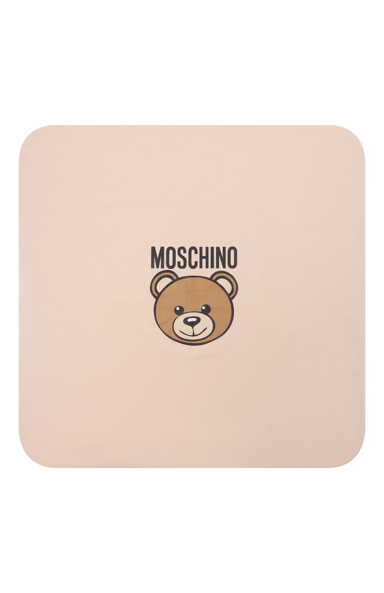 Детского хлопковое одеяло MOSCHINO светло-бежевого цвета, арт. MUB00J/LCA19 | Фото 3 (Материал сплава: Проставлено; Нос: Не проставлено; Материал: Текстиль, Хлопок; Тематический товар: Teddy Bear)