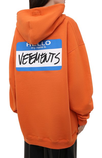 Хлопковое худи VETEMENTS оранжевого цвета по цене 66850 руб., арт. UA52TR710X 1601/W, фото 4 Хлопковое худи VETEMENTS, арт. UA52TR710X 1601/W, фото 4