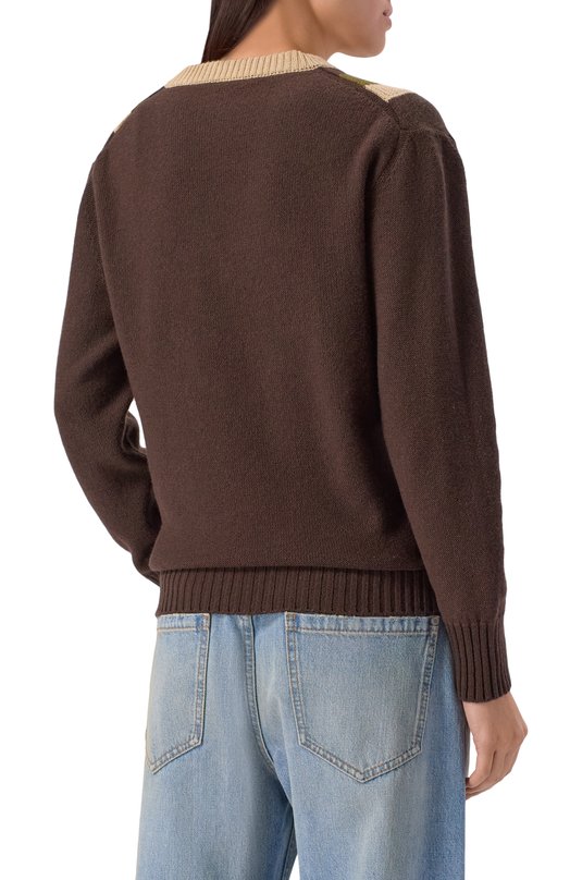 Шерстяной пуловер Valentino 7B0KC69L/9SW Коричневый  7B0KC69L/9SW Фото 4